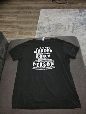 Black Graphic Short Sleeve Men's T‑Shirt with White Text